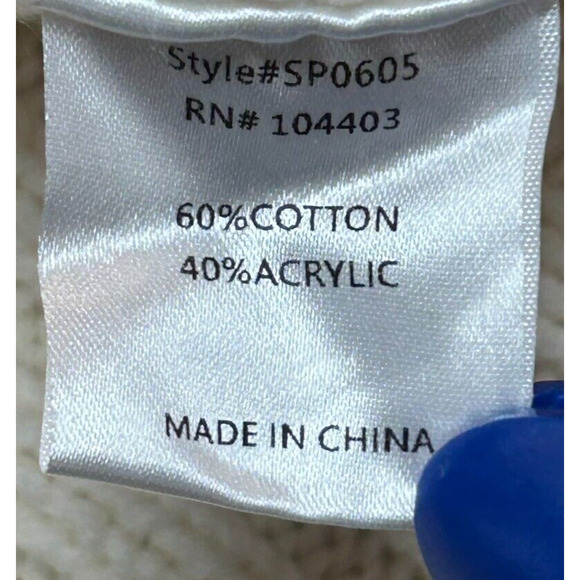 Zoe & Claire Sweater Small Cream Cable Knit Mock Neck Side Shoulder Buttons NWT - Picture 7 of 10